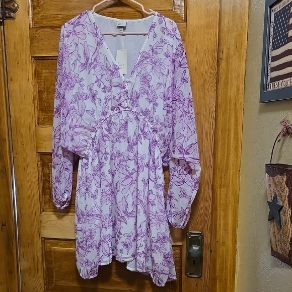 A New Day Women's Mini Dress - Purple Floral XL - Picture 1 of 4